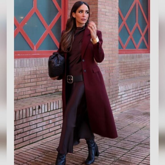 NWT ZARA MANTECO WOOL BLEND COATโZW COLLECTION Burgundy - Picture 5 of 16